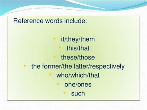Reference words .